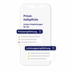 Smartphone-Ansicht einer Tarifbewertung zur Privathaftpflicht